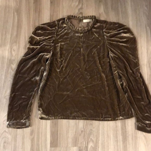 Ulla Johnson Velvet Mock Neck Ruched Blouse 4 - Picture 3 of 8